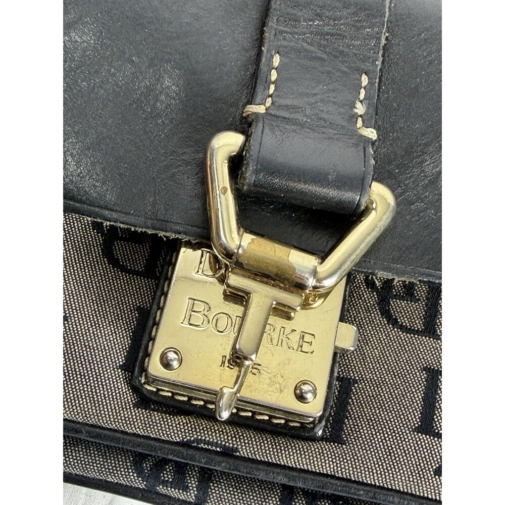 Vintage Dooney & Bourke Mini Bag Black & Gray Monogram DB Black Leather - Picture 12 of 16